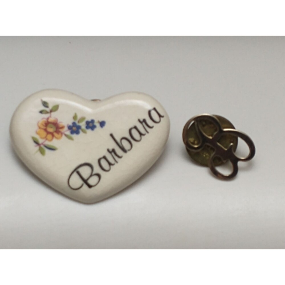 Barbara Heart Shaped Ceramic Tie Tac Pin "B" Monogram Initial Tie tac Vintage - Picture 2 of 5